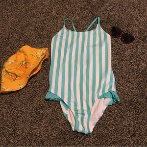 Cat and Jack Blue / white striped One pc Bathing suit